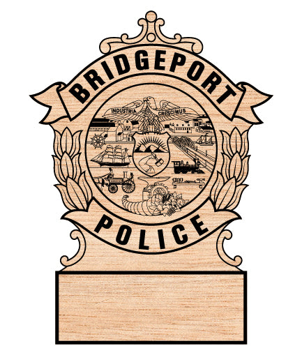 Early Bridgeport Police Hat Badge SVG digital download, Connecticut police hat emblem vector design for Cricut, Silhouette, CNC, engraving, and law enforcement crafts.