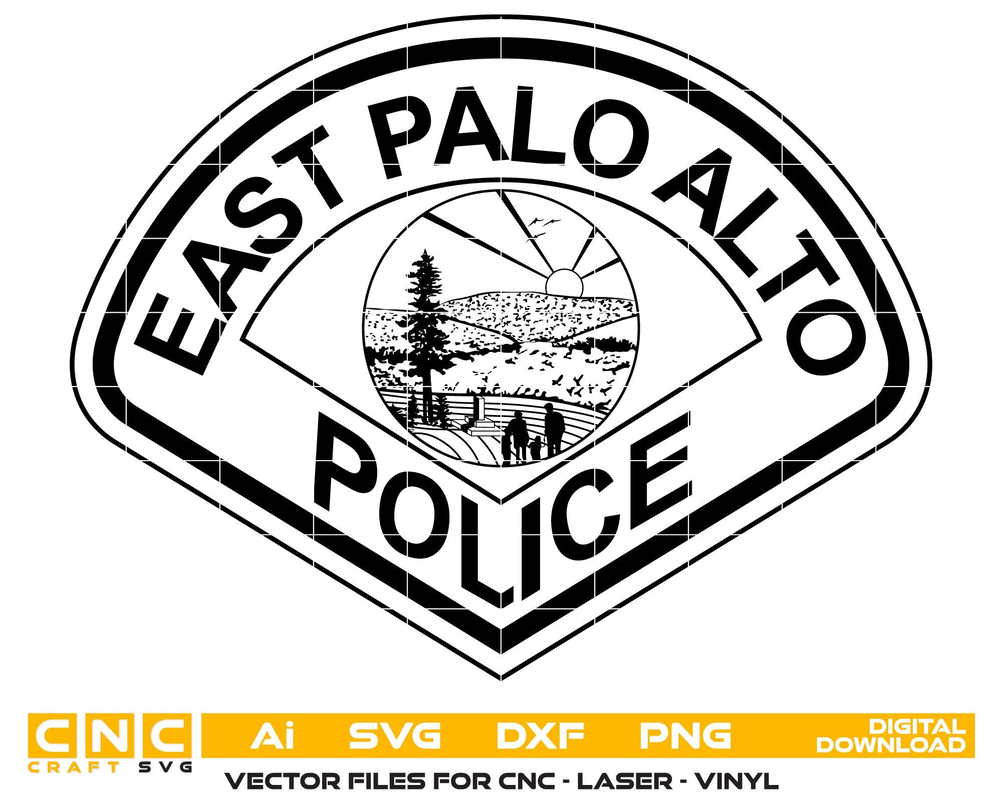 East Palo Alto Police Patch SVG, California Police Emblem Vector, East Palo Alto Law Enforcement Patch, Police Department Badge SVG, East Palo Alto PD Patch