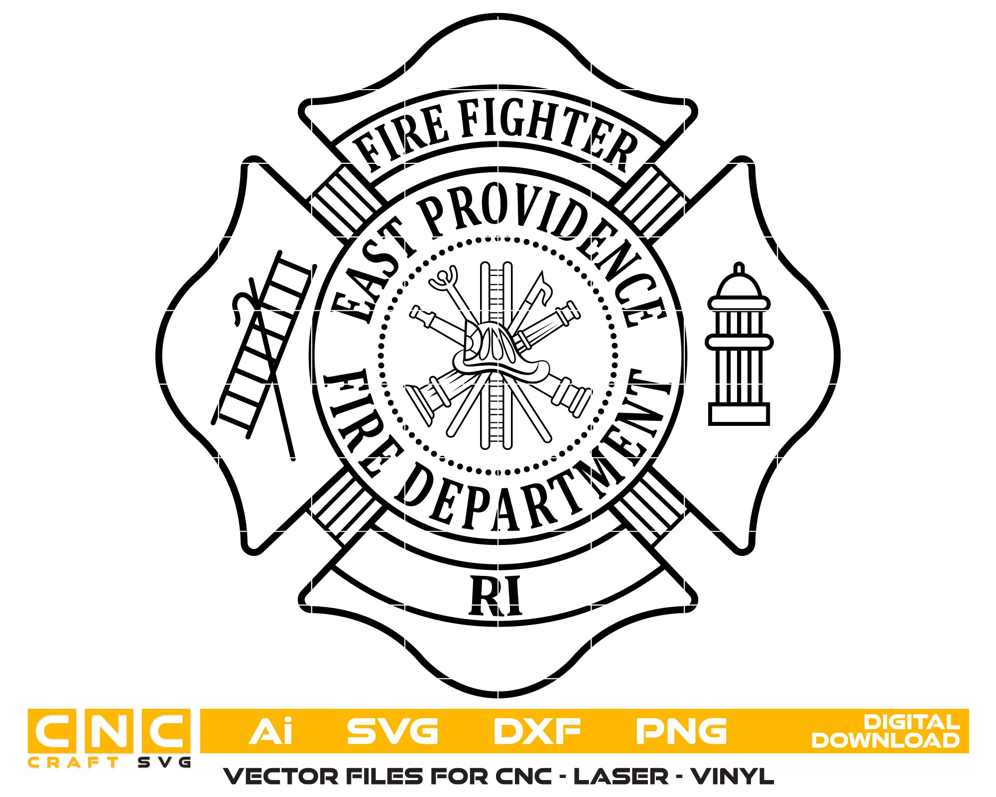 East Providence Fire Department Badge SVG, Rhode Island Firefighter Emblem SVG, East Providence Fire Badge Vector, Firefighter Shield SVG, East Providence FD Badge