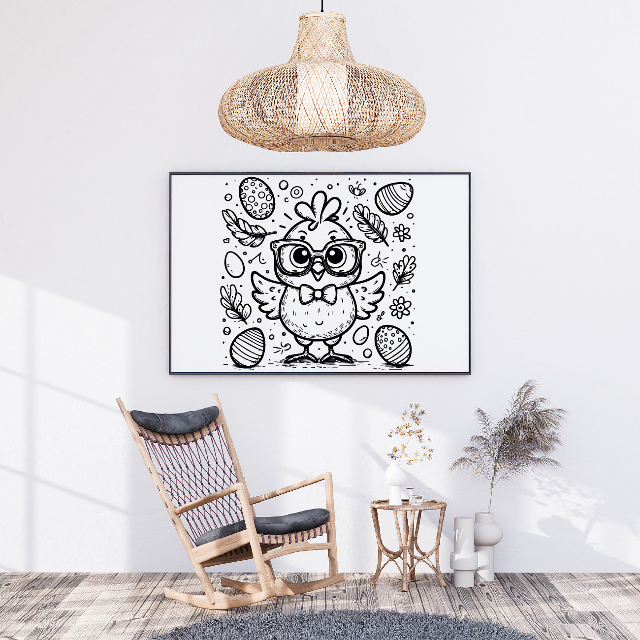 Easter Chick with Easter Eggs Vector – Festive Design for Crafts & Woodworking