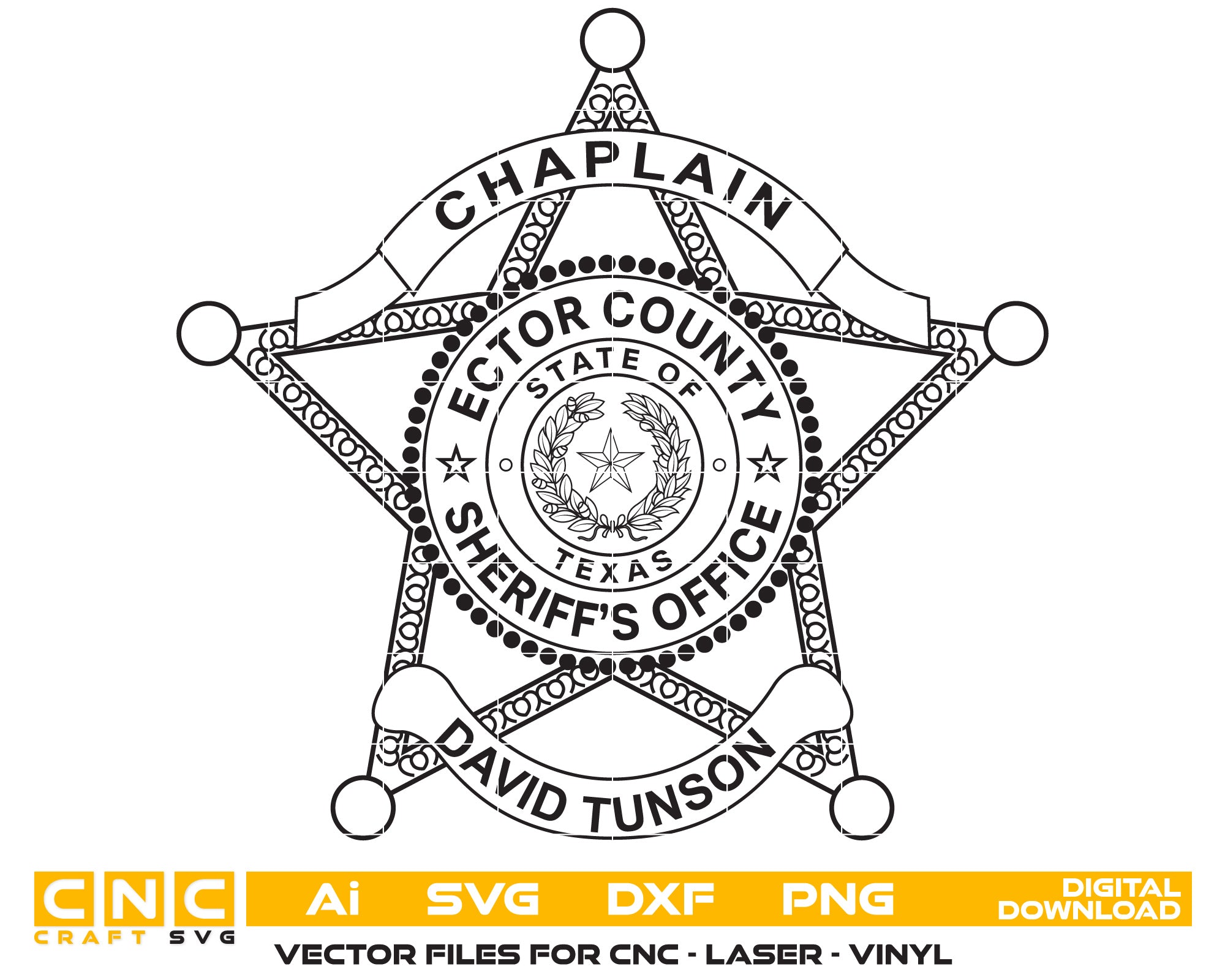 Ector County Sheriff Badge Vector Art, Ai,SVG, DXF, PNG, Digital Files