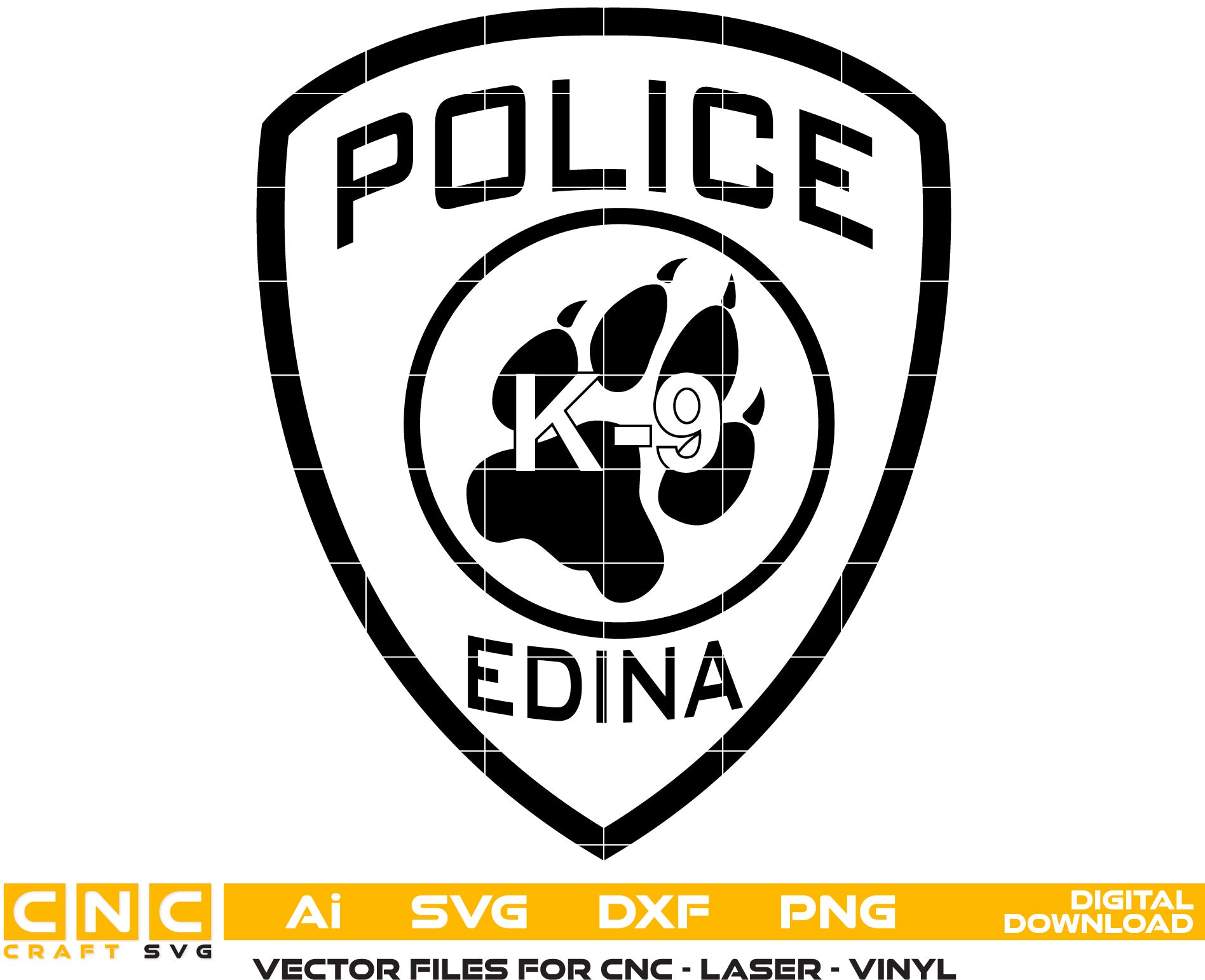 Edina Police Logo Vector Art, Ai,SVG, DXF, PNG, Digital Files for Laser Engraving, Woodworking & Printing