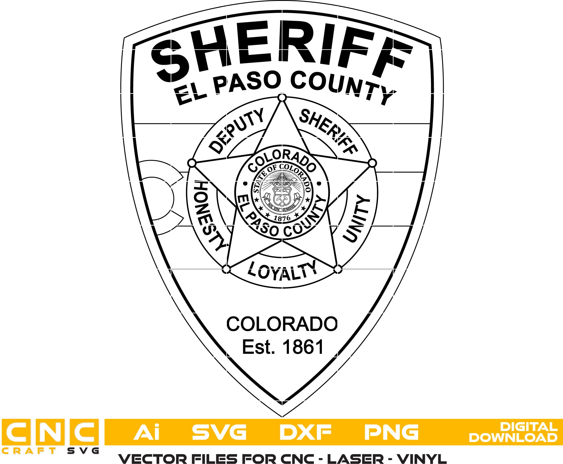 El Paso County Sheriff Badge Vector Art, Ai,SVG, DXF, PNG, Digital Files