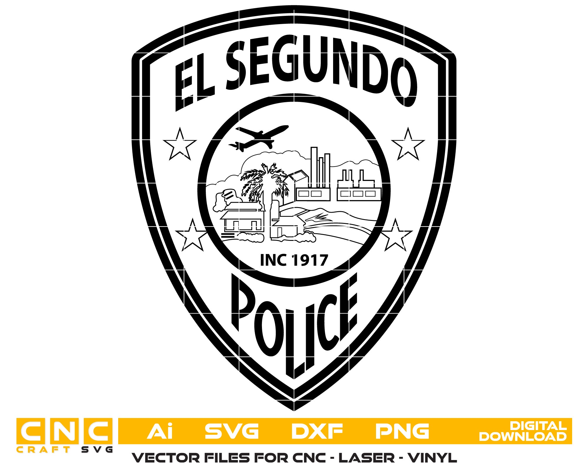 El Segundo Police Badge Vector Art, Ai,SVG, DXF, PNG, Digital Files