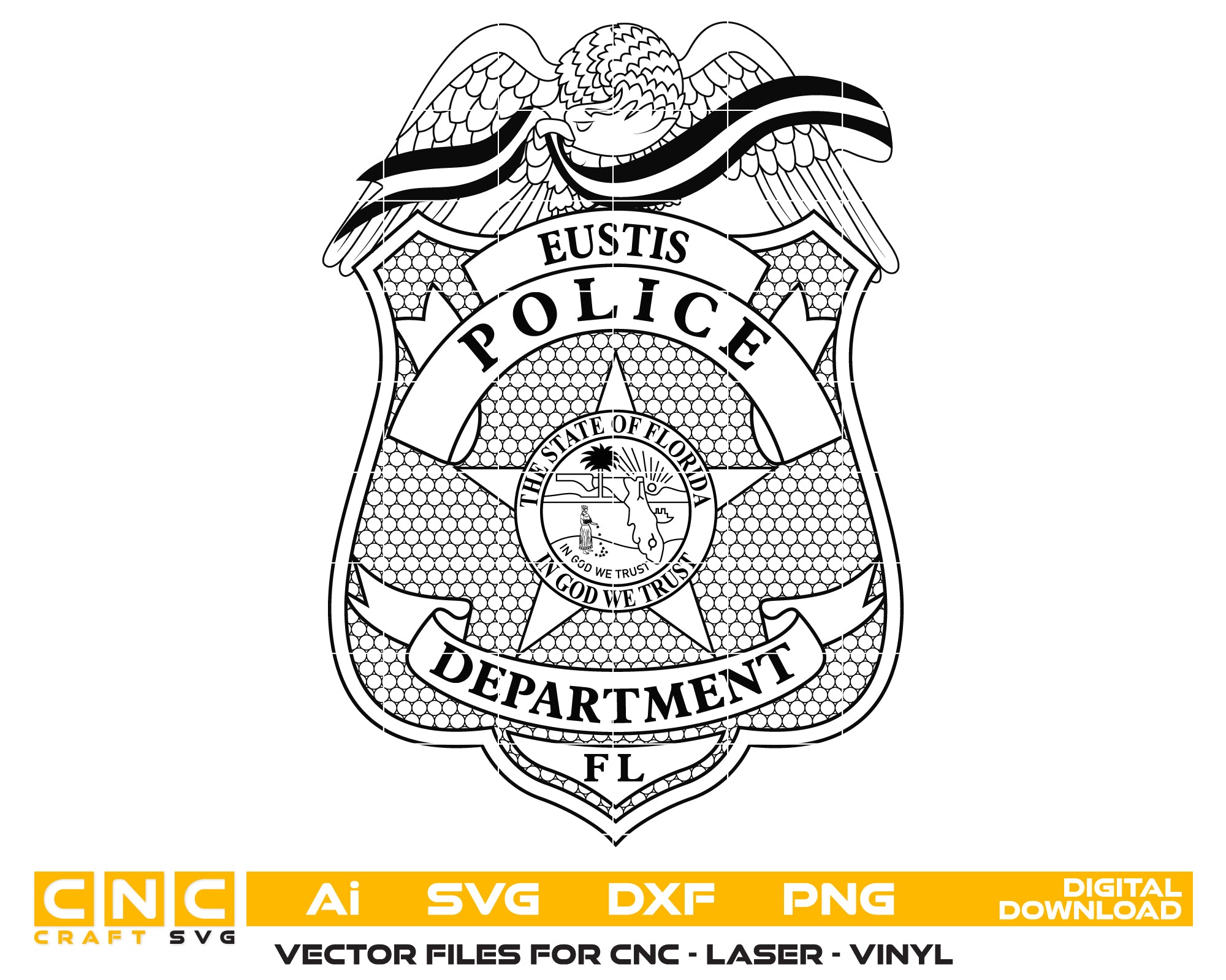 Eustis Police Department Badge Florida SVG, Eustis Police Emblem Vector, Florida Police Badge SVG, Eustis Law Enforcement Badge, Eustis Police Badge Logo