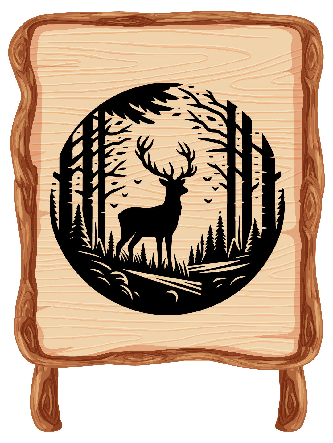 Deer Pine Tree Vector SVG