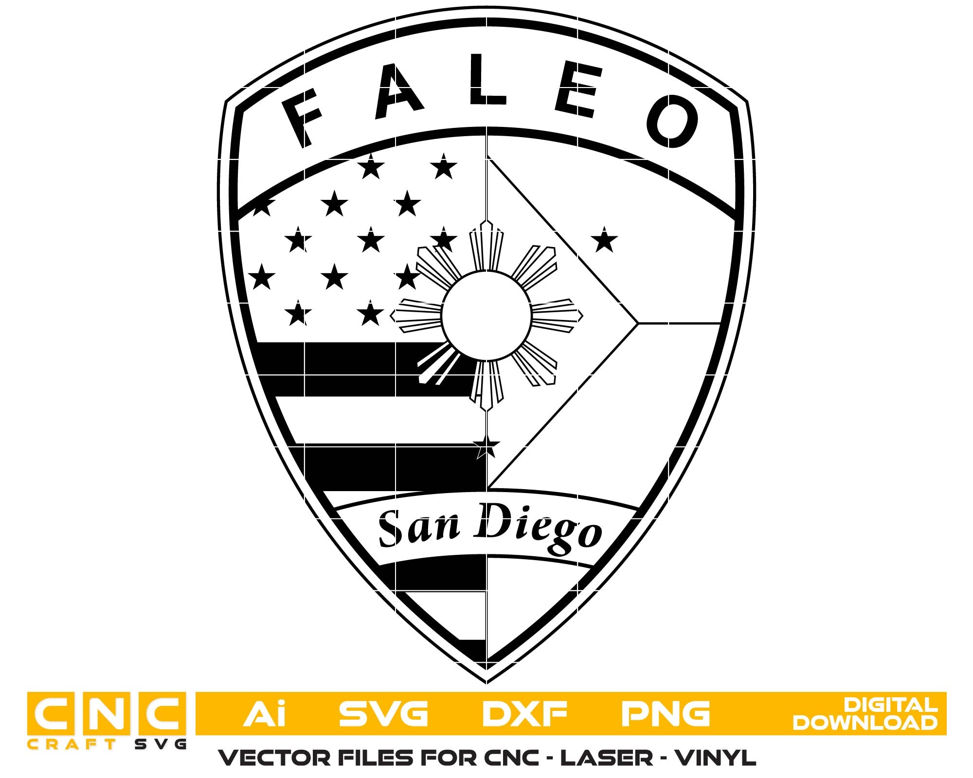 FALEO San Diego Patch SVG, Filipino Law Enforcement Patch, California Police Emblem, San Diego FALEO Badge, Filipino American Officer Patch