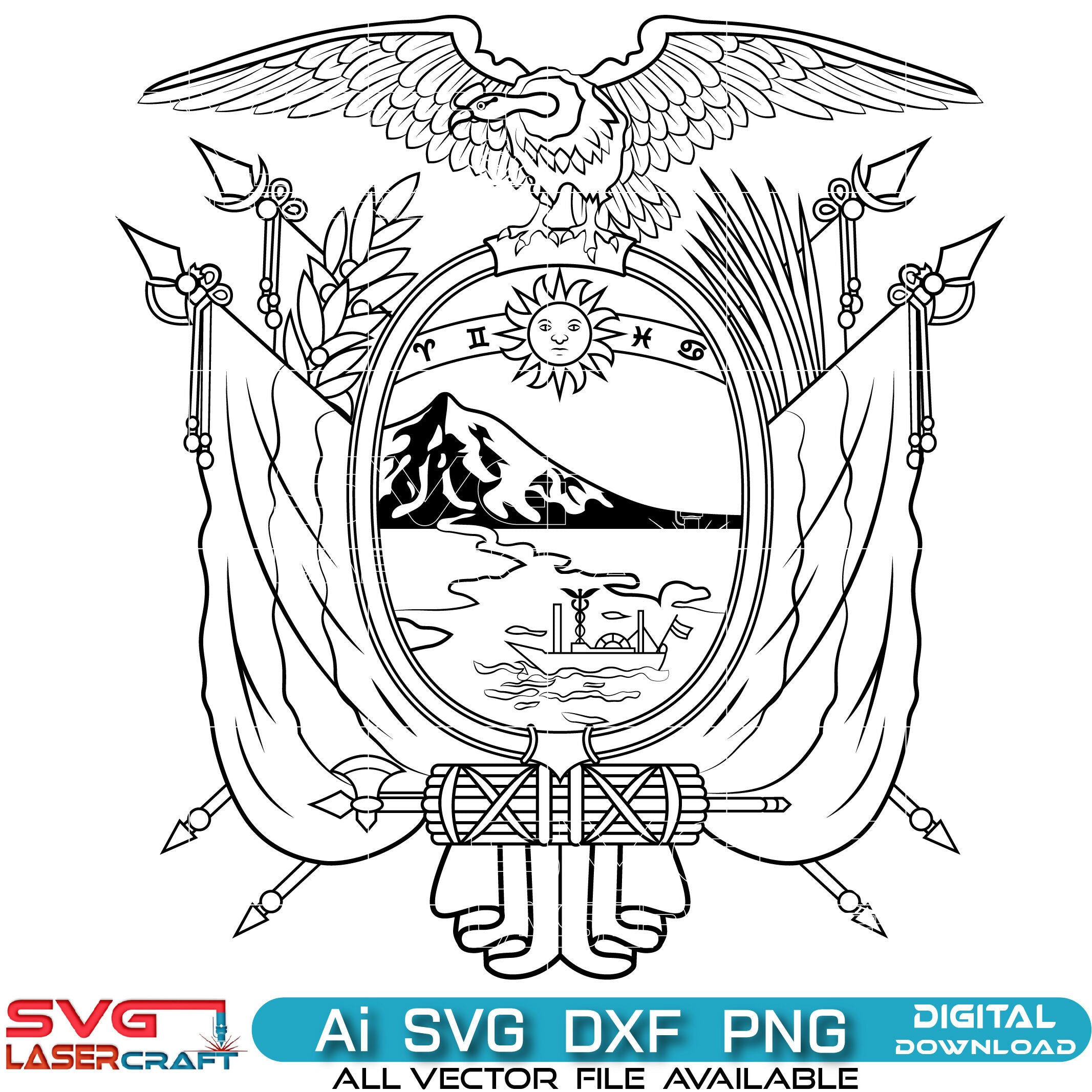 Ecuador coat of arms svg Vector art-01