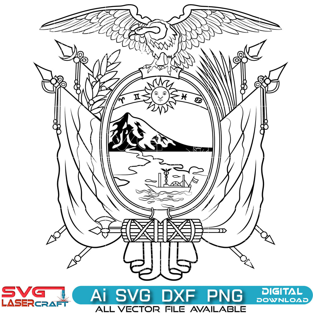 Ecuador Coat Of Arms SVG Vector Art Digital Download Ecuador Coat Of Arms SVG Vector Art Digital Download