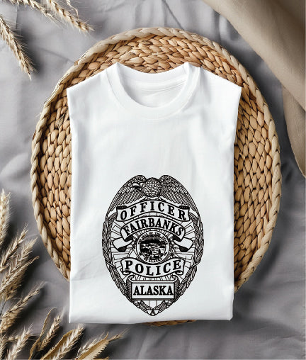 Fairbanks Police Officer Badge SVG, Alaska Police Badge Vector, Fairbanks Police Department Badge, Law Enforcement Badge SVG, Alaska Police Officer Badge Vector