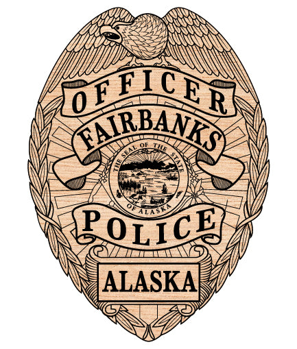Fairbanks Police Officer Badge SVG, Alaska Police Badge Vector, Fairbanks Police Department Badge, Law Enforcement Badge SVG, Alaska Police Officer Badge Vector
