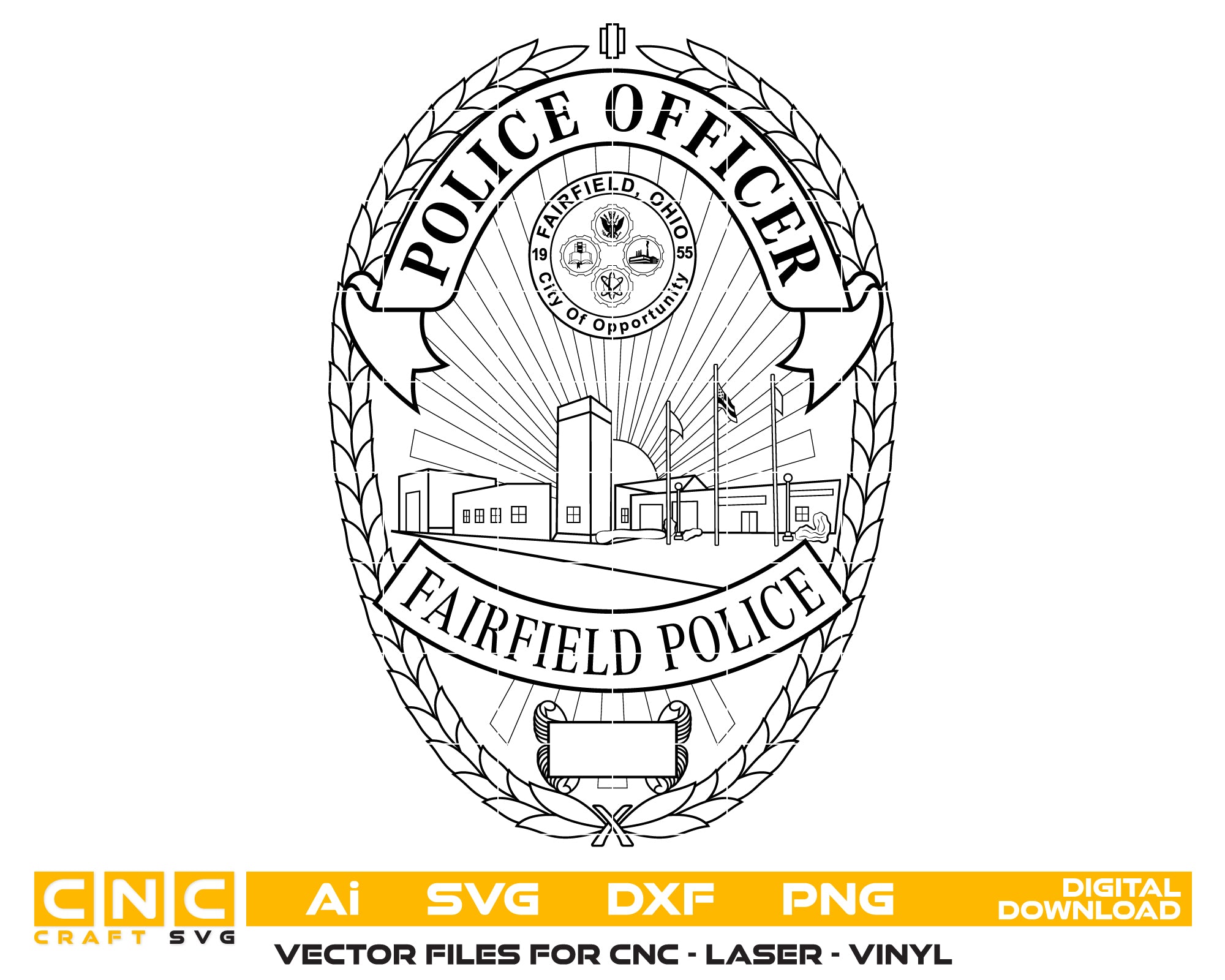 Fairfield Police Officer Badge SVG – Ohio Law Enforcement Emblem Vector