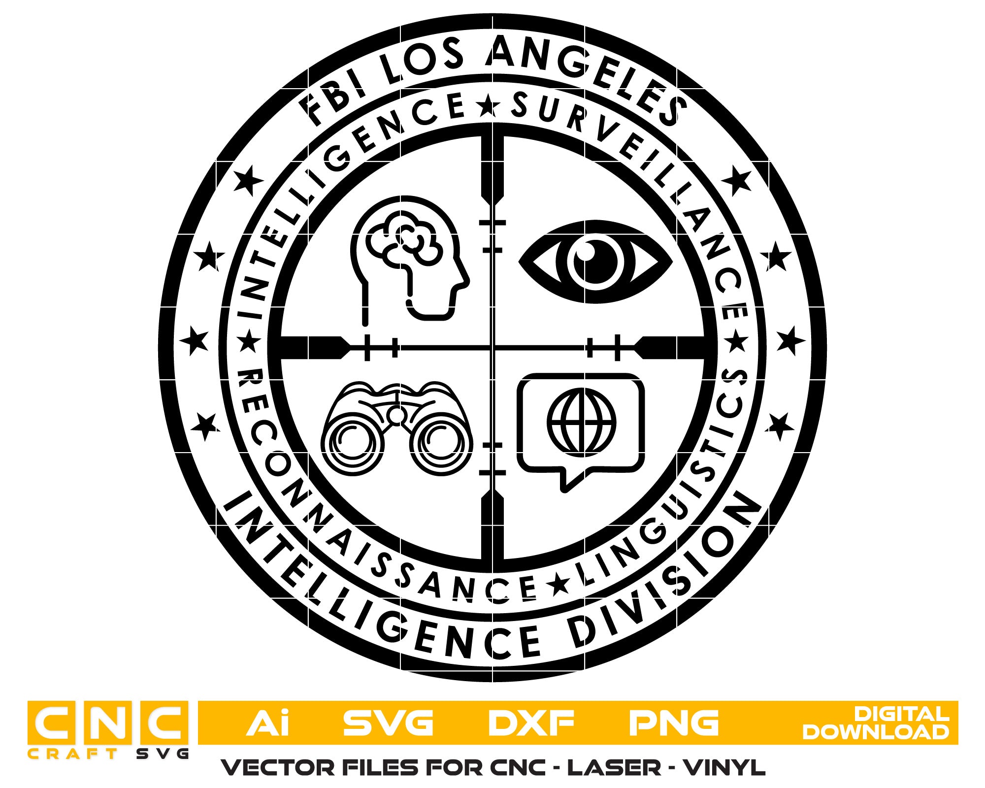Fbi Los Angeles Intelligence Division Logo Vector Art, Ai,SVG, DXF, PNG, Digital Files