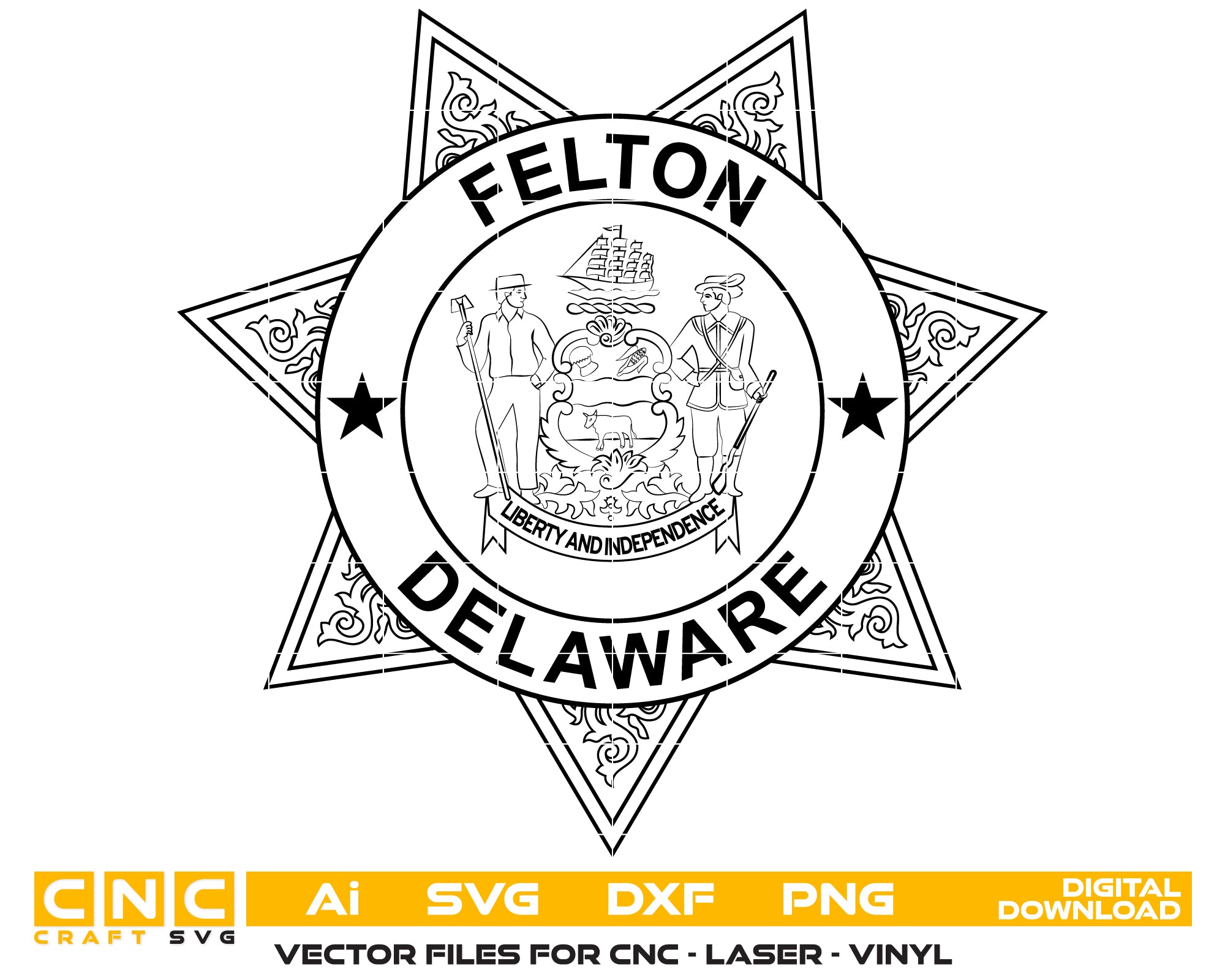 Felton Police Department Badge SVG, Delaware Police Badge Vector, Felton Police Badge, Law Enforcement Badge SVG, Delaware Police Department Badge Vector
