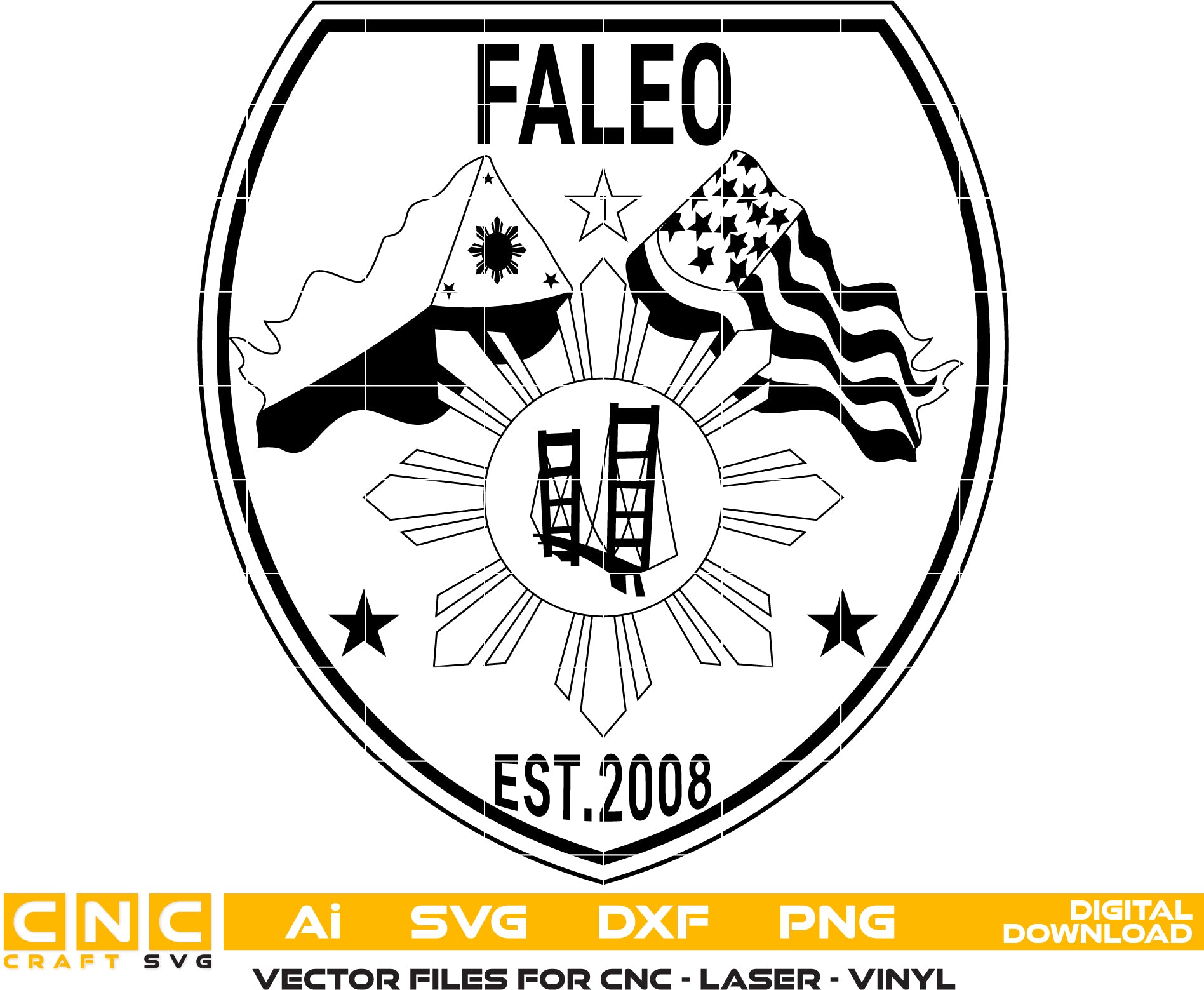 Filipino-American Law Enforcement Badge SVG | Police Emblem for CNC & Printing