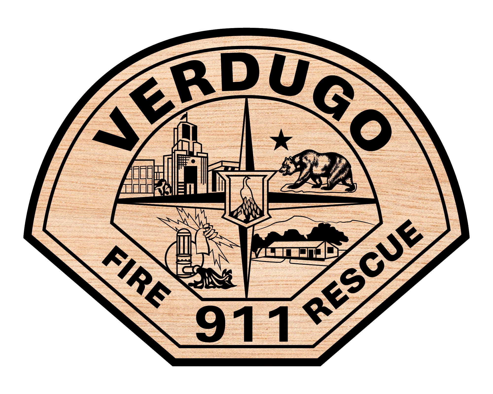 Verdugo Fire Rescue Badge SVG, Firefighter Badge Vector, Verdugo Fire SVG, Fire Department Badge Design, Fire Rescue Emblem SVG, Firefighter Logo Vector
