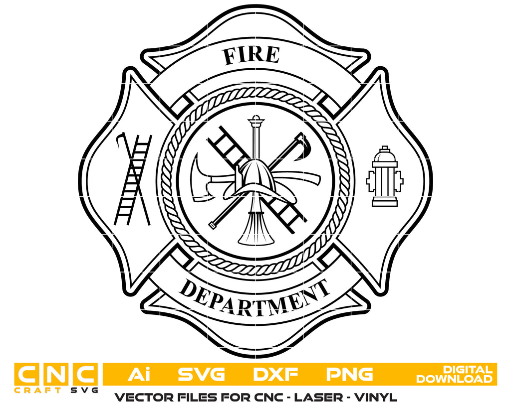 Firebage Sign Fire Department Badge SVG | Firefighter Emblem Vector Digital Download
