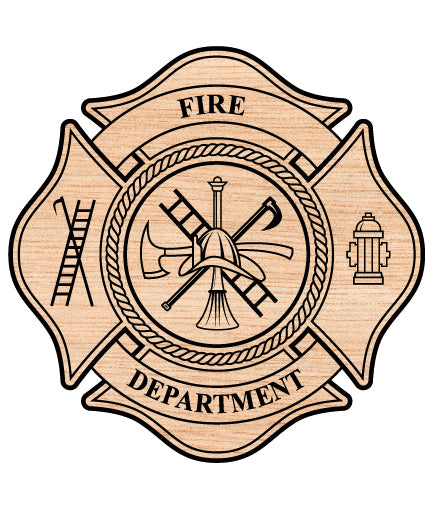 Fire Department Badge SVG digital download, firefighter emblem vector design for Cricut, Silhouette, CNC, engraving, and fire service crafts.