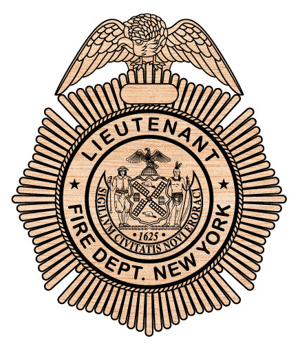 Fire Department Lieutenant Badge SVG digital download, New York firefighter rank emblem vector design for Cricut, Silhouette, CNC, engraving, and fire department crafts.