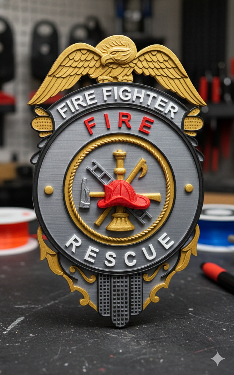 Firebage Sign Firefighter Fire Rescue Badge SVG, Fire Department Vector File