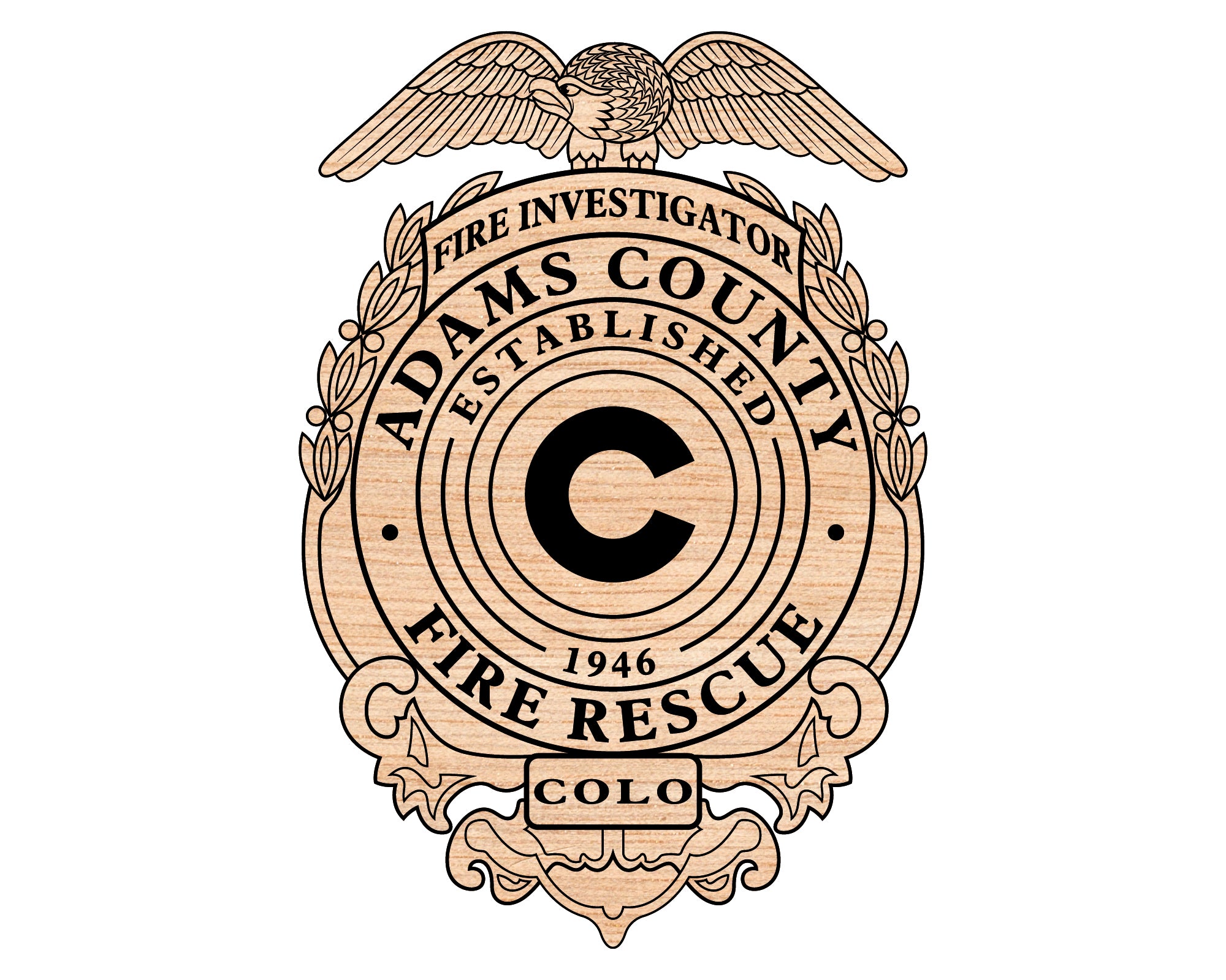 Adams County Fire Investigator Badge SVG, Colorado Fire Badge Vector, Fire Department Badge SVG, Investigator Badge Design, Firefighter Logo SVG, Adams County SVG