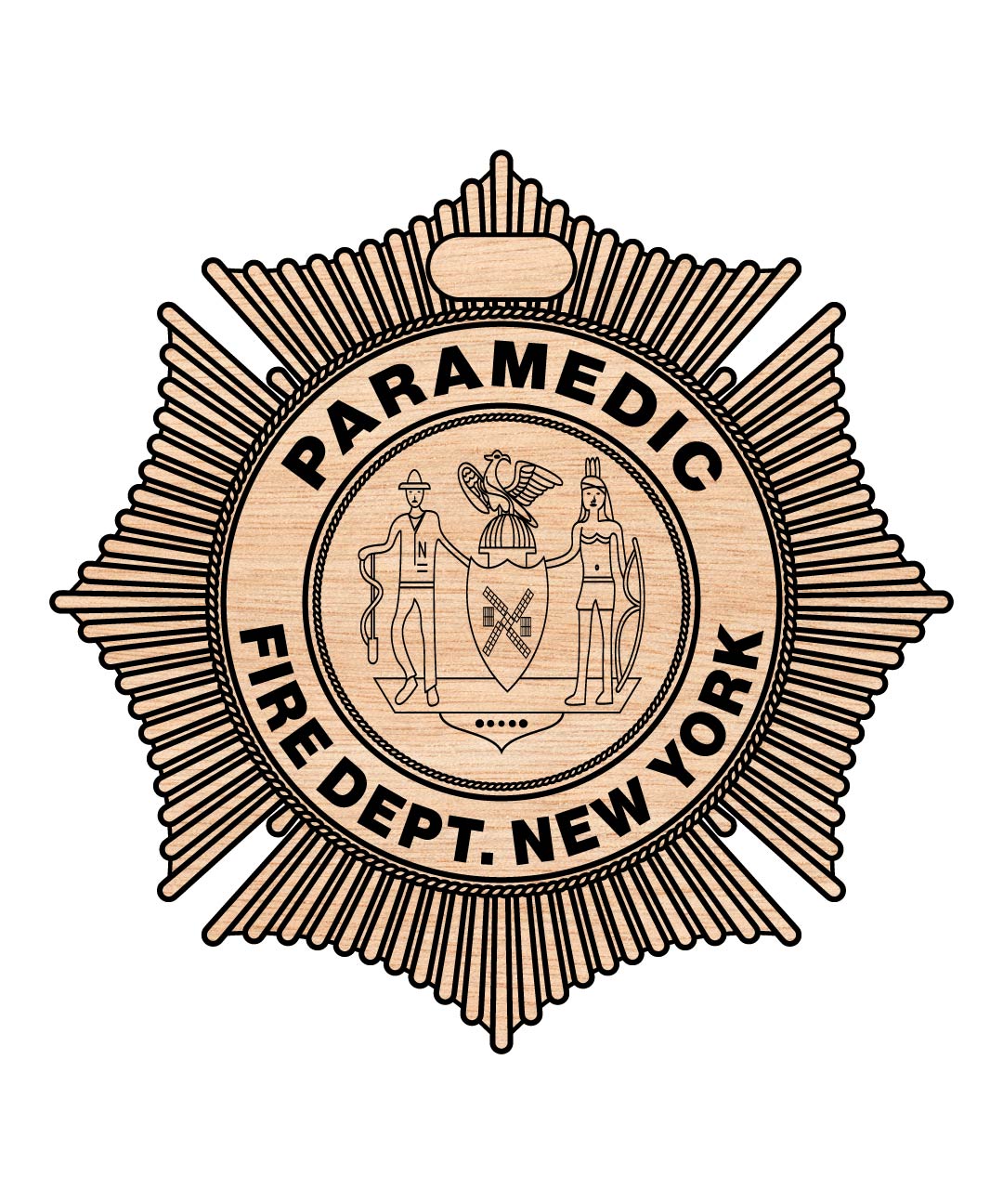 NY Paramedic Badge SVG, Fire Department Paramedic Vector, New York Fire Badge Design, EMT Badge SVG, Firefighter Paramedic Emblem, Engraving Badge SVG