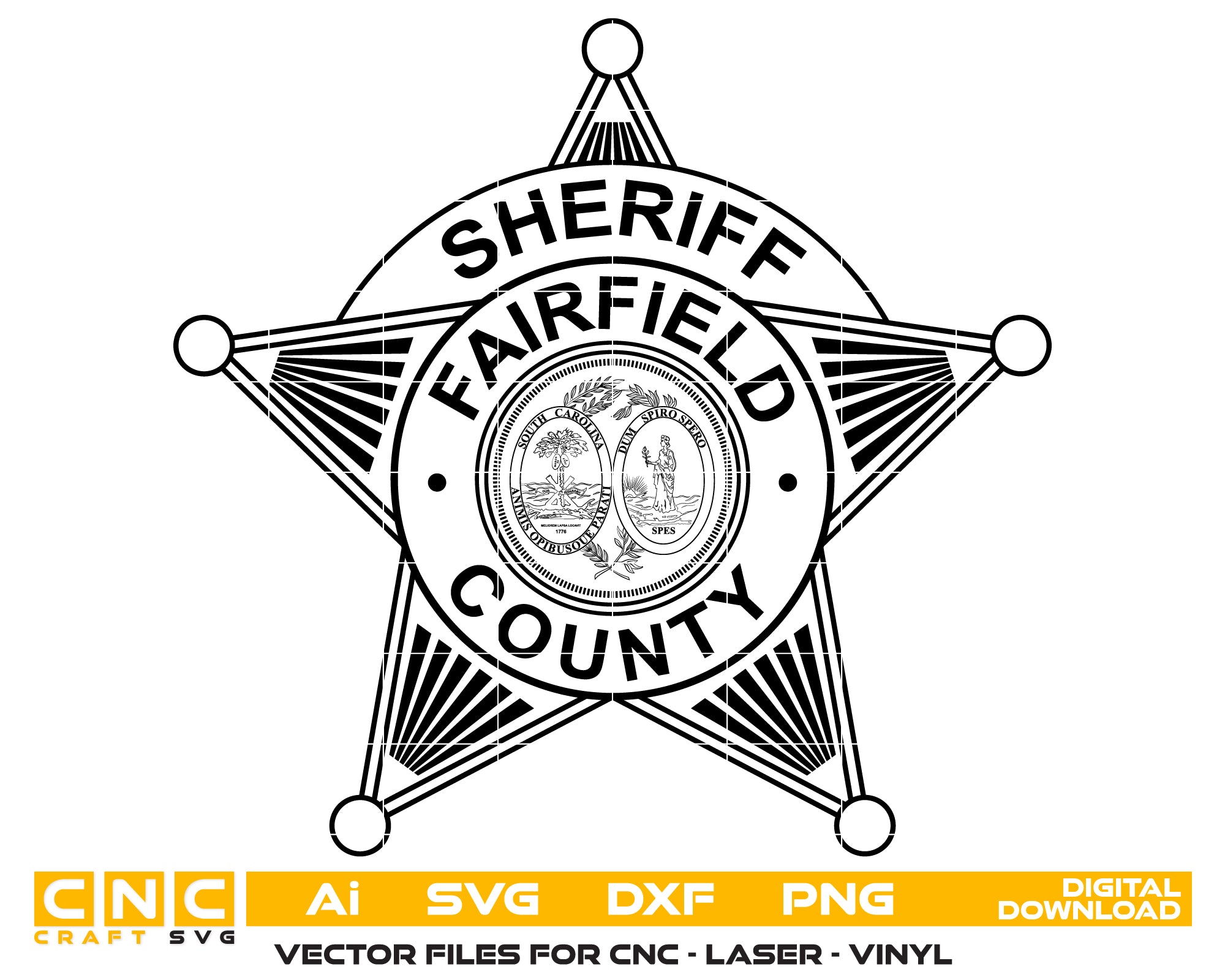 Fairfield County Sheriff Badge South Carolina SVG, Fairfield SC Sheriff Emblem Vector, Fairfield County Badge SVG, South Carolina Sheriff Badge, Fairfield Sheriff Logo