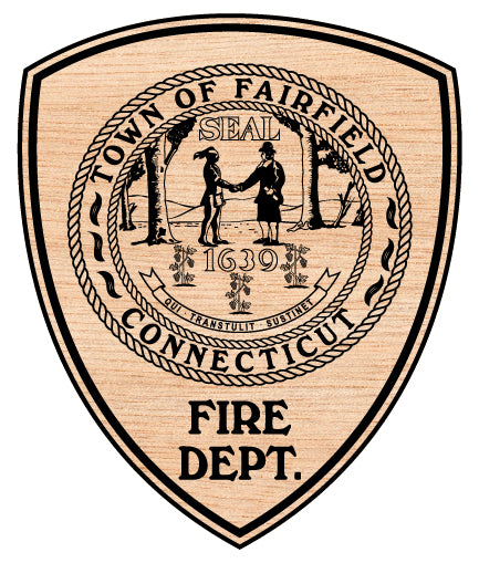 Firfield Fire Department Patch SVG digital download, Connecticut fire department emblem vector design for Cricut, Silhouette, CNC, engraving, and firefighter crafts.