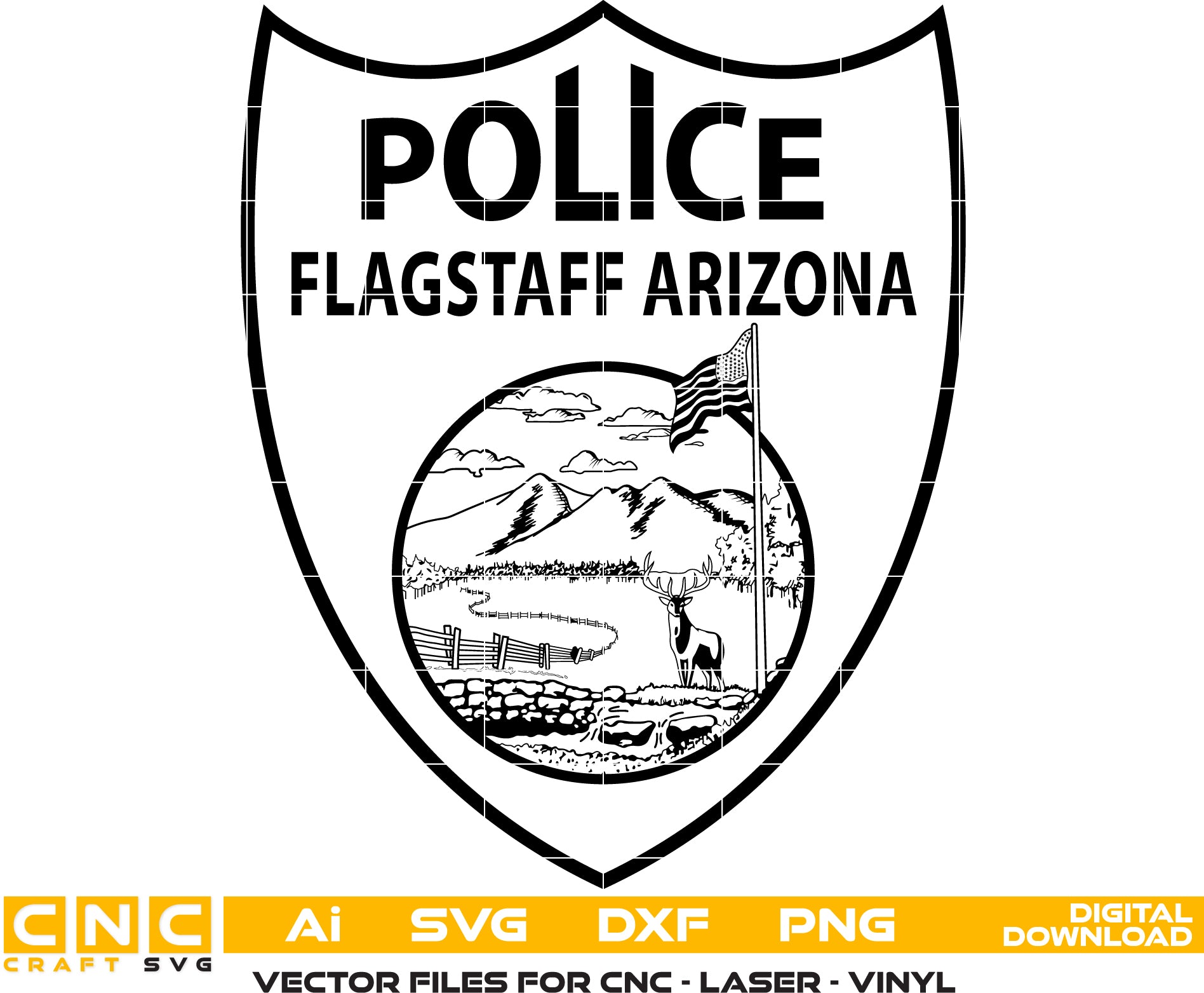 Flagstaff Arizona Police Badge Vector art Digital file