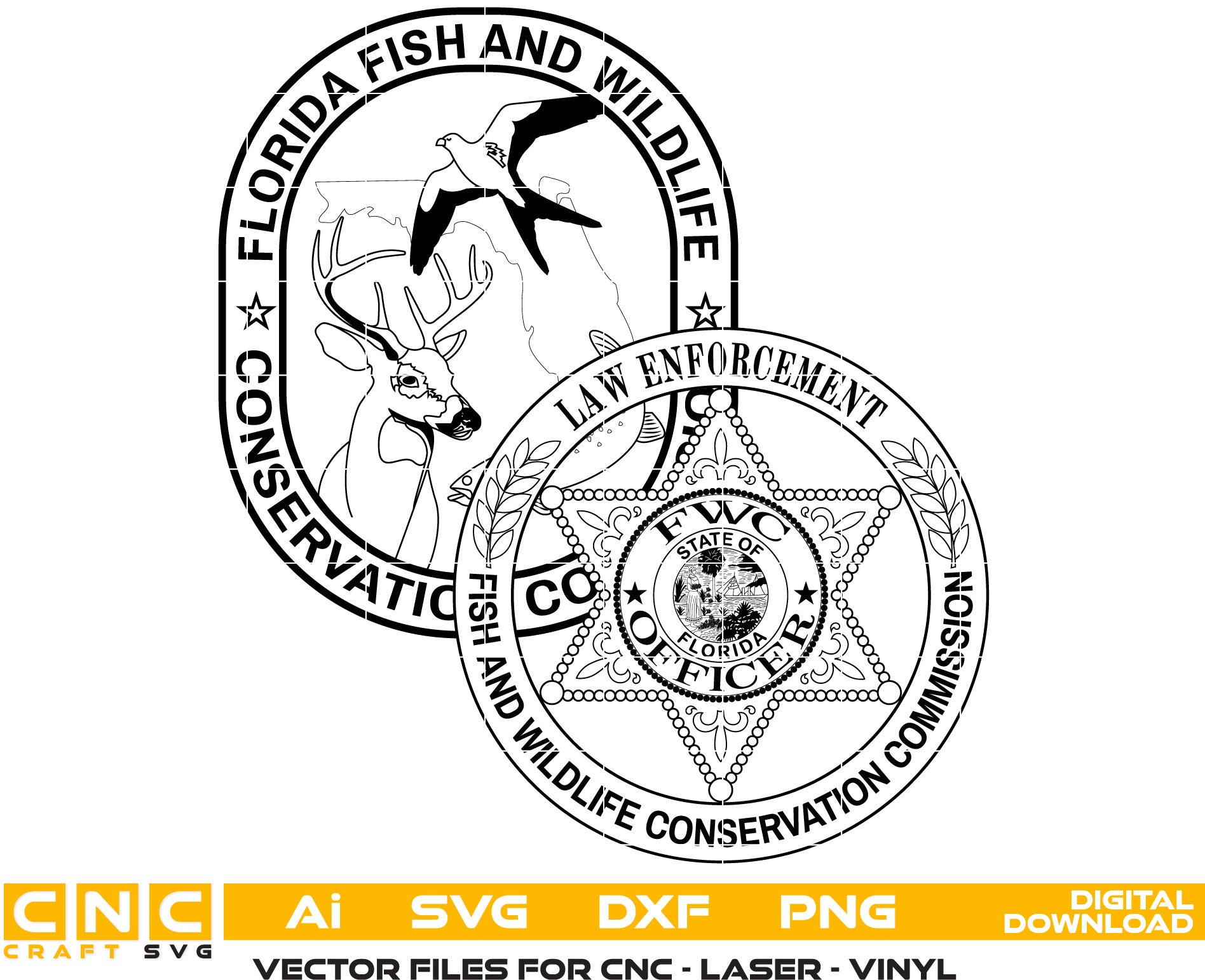 Florida Fish and Wildlife  Conservation Commission, Law Enforcement  Badge Vector Art