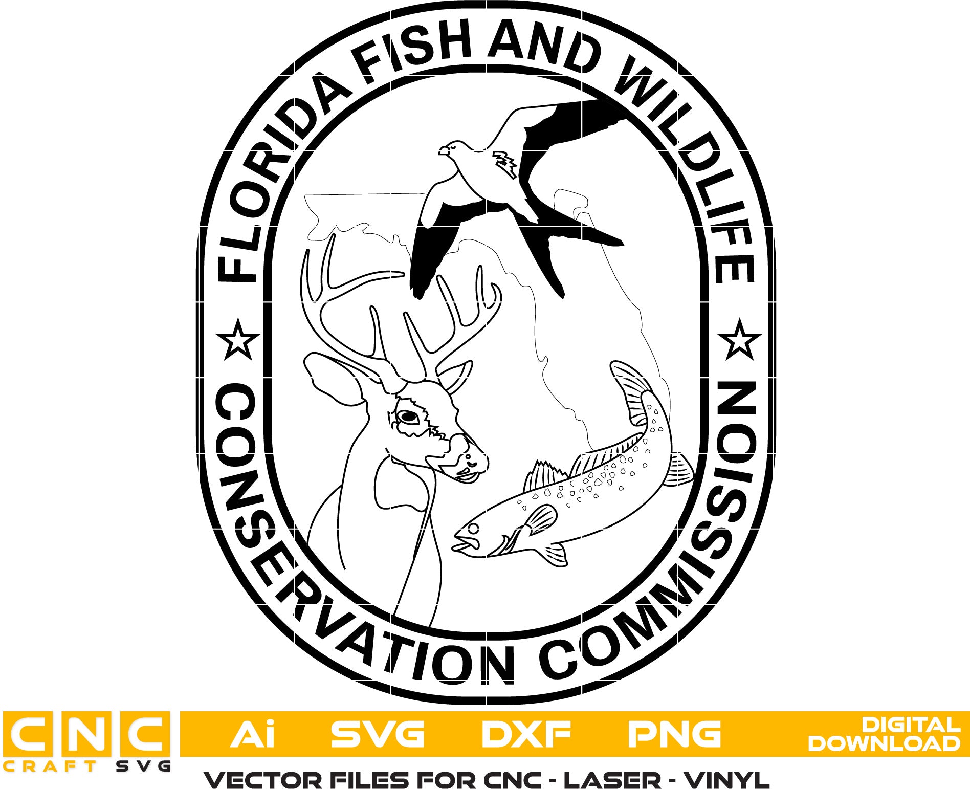 Florida Fish and Wildlife Conservation Commission Badge Vector Art