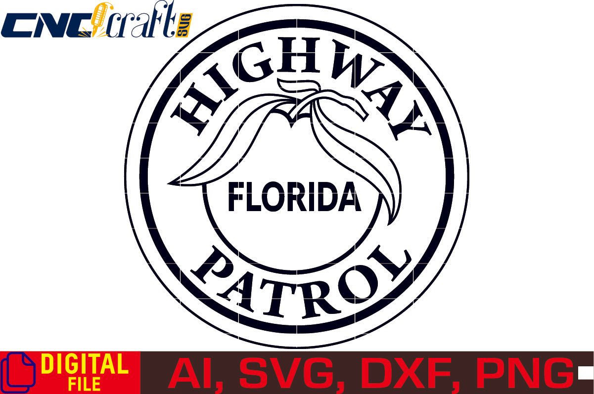 Florida Highway Patrol Police seal vector file for Laser Engraving, Woodworking, CNC Router, vinyl, plasma, Xcarve, Vcarve, Cricut, Ezecad etc.