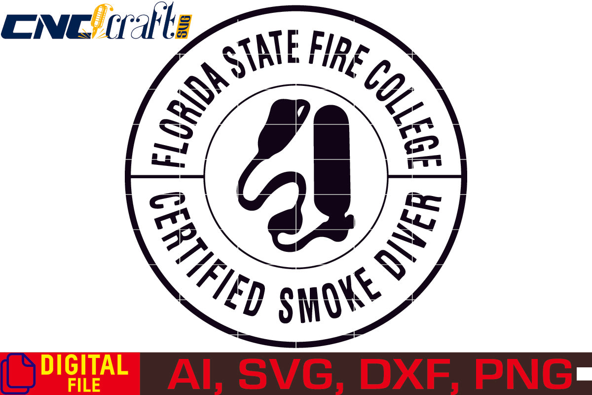 Florida state fire college certified smoke diver vector file for Laser Engraving