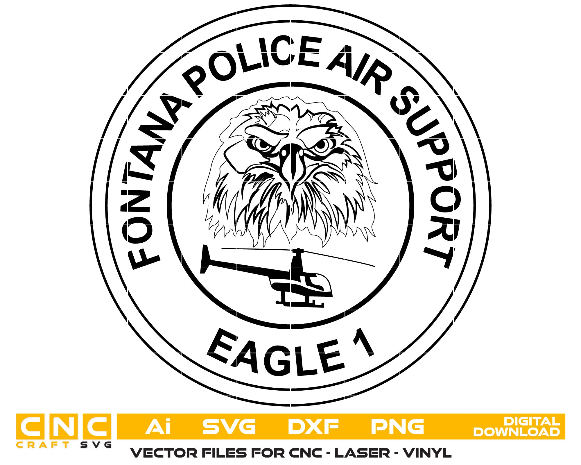 Fontana Police Air Support Vector Art, Ai,SVG, DXF, PNG, Digital Files