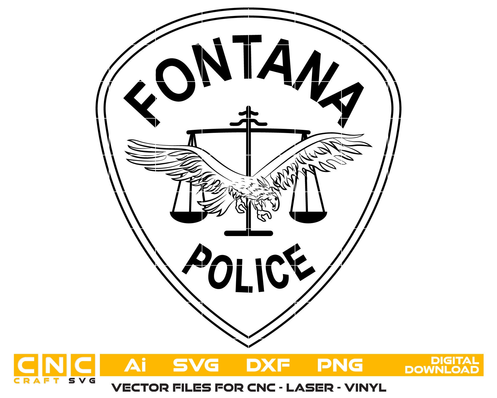 Fontana Police Logo Vector Art, Ai,SVG, DXF, PNG, Digital Files