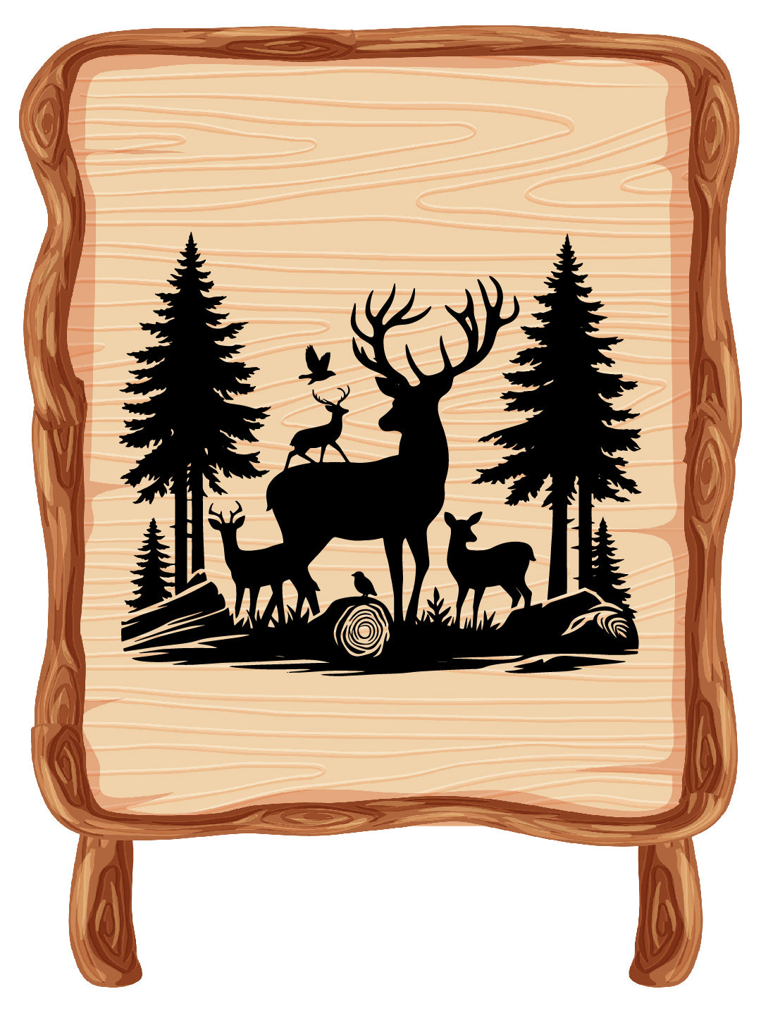 Forest Mountain Deer Vector Art