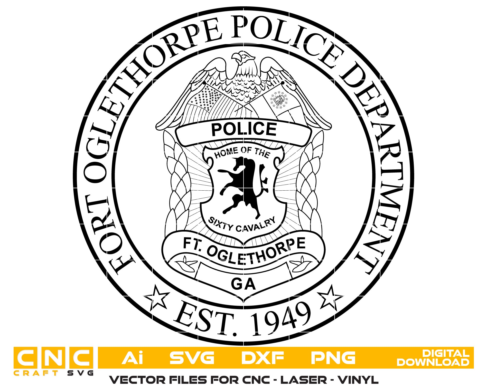 Fort Oglethorpe Police Department Vector Art, Ai,SVG, DXF, PNG, Digital Files