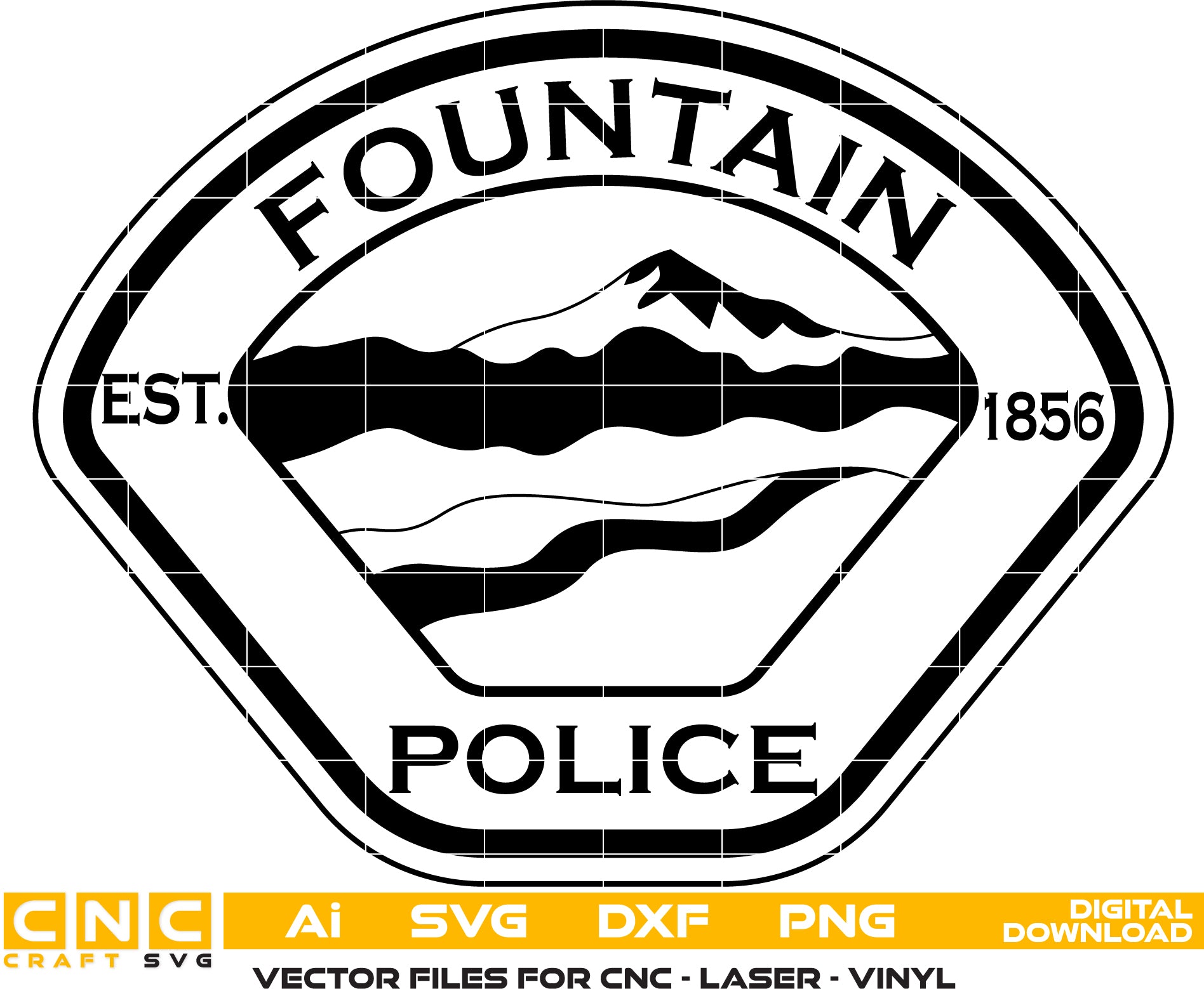 Fountain Police Badge SVG | Law Enforcement Emblem for CNC & Printing