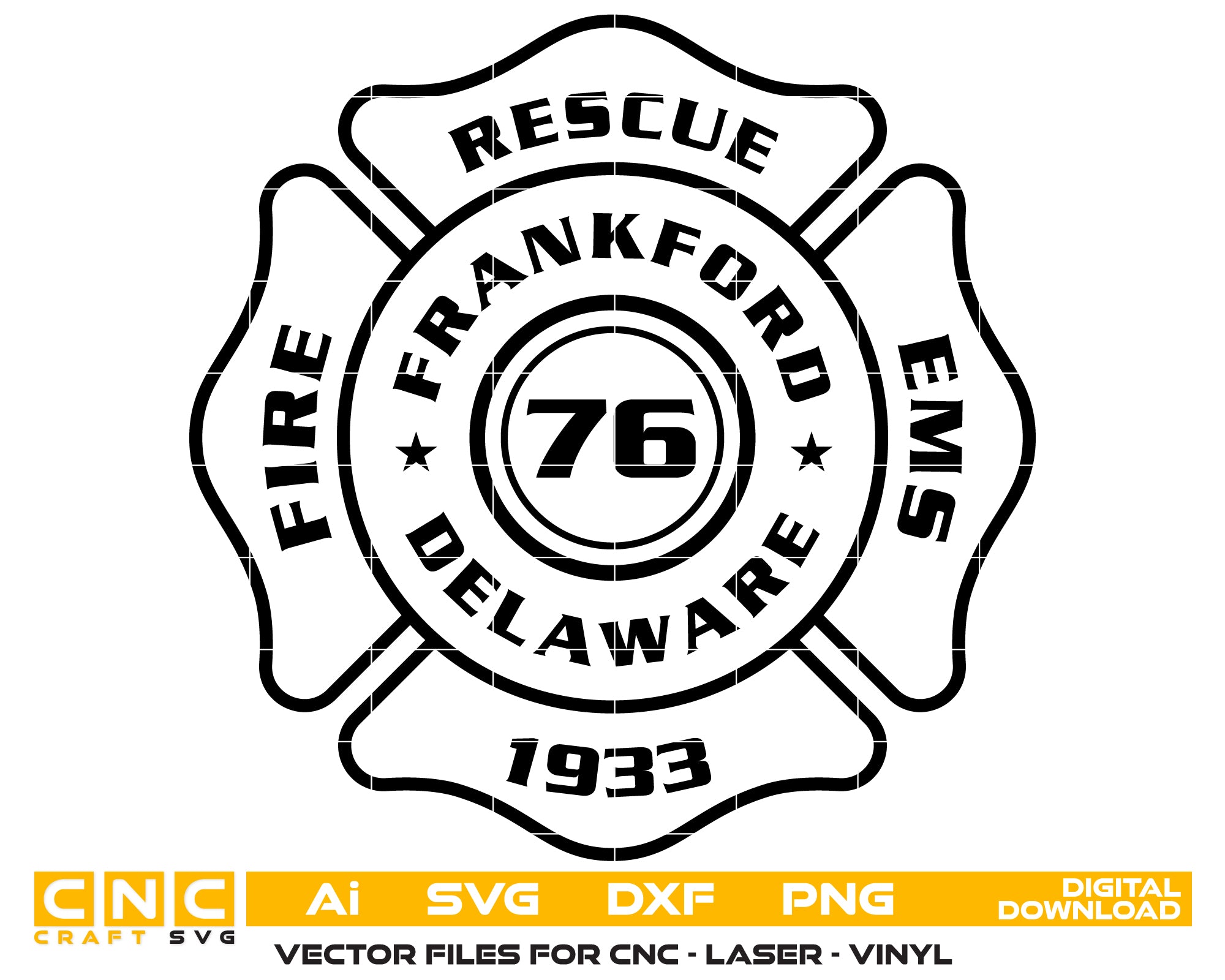 Frankford Volunteer Fire Company Logo SVG, Delaware Fire Department Emblem Vector, Frankford DE Fire Company Patch, Volunteer Fire Service Logo SVG, Firefighter Emblem Vector File