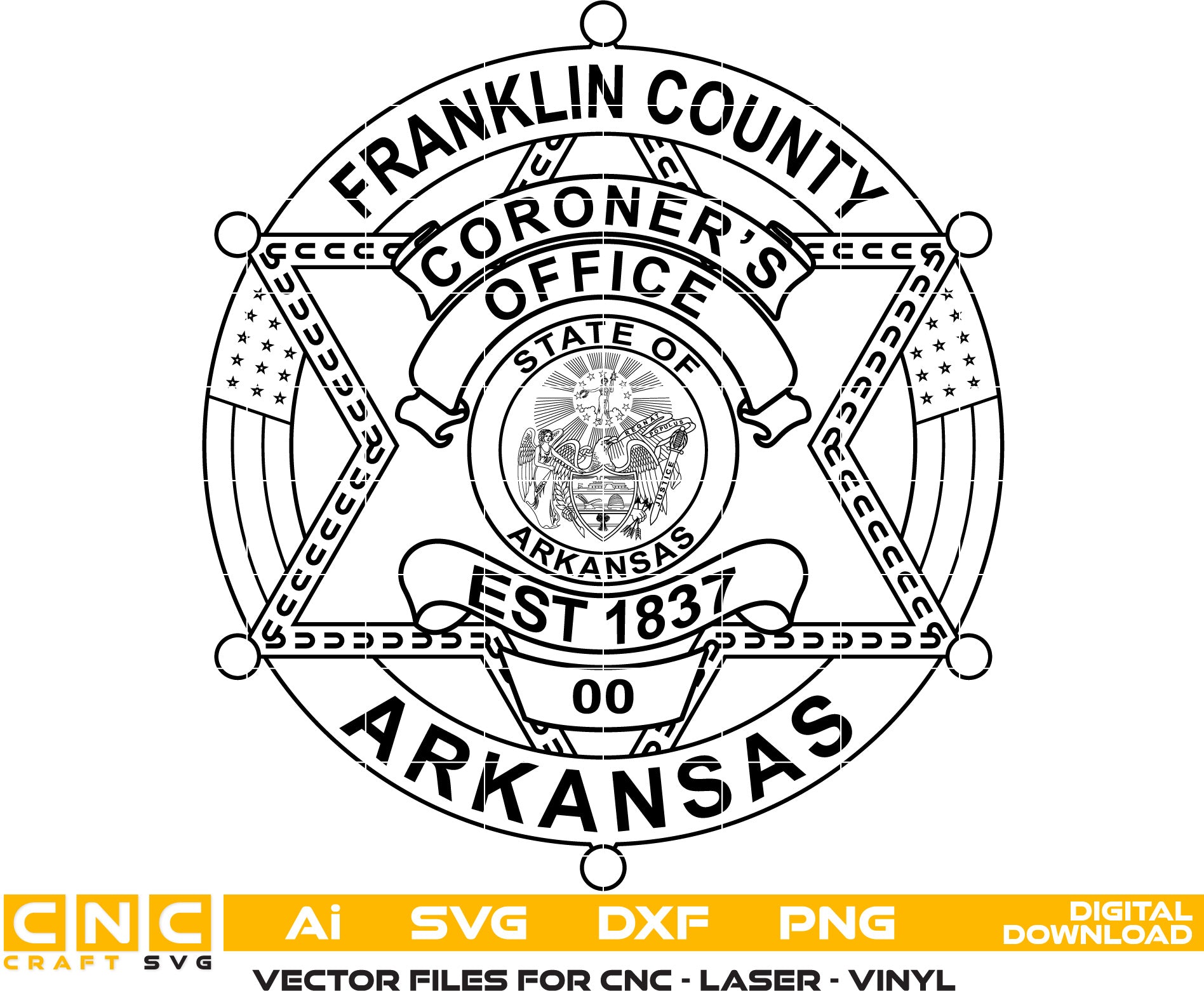 Arkansas,Franklin County Coroners Office Badge Vectro Art