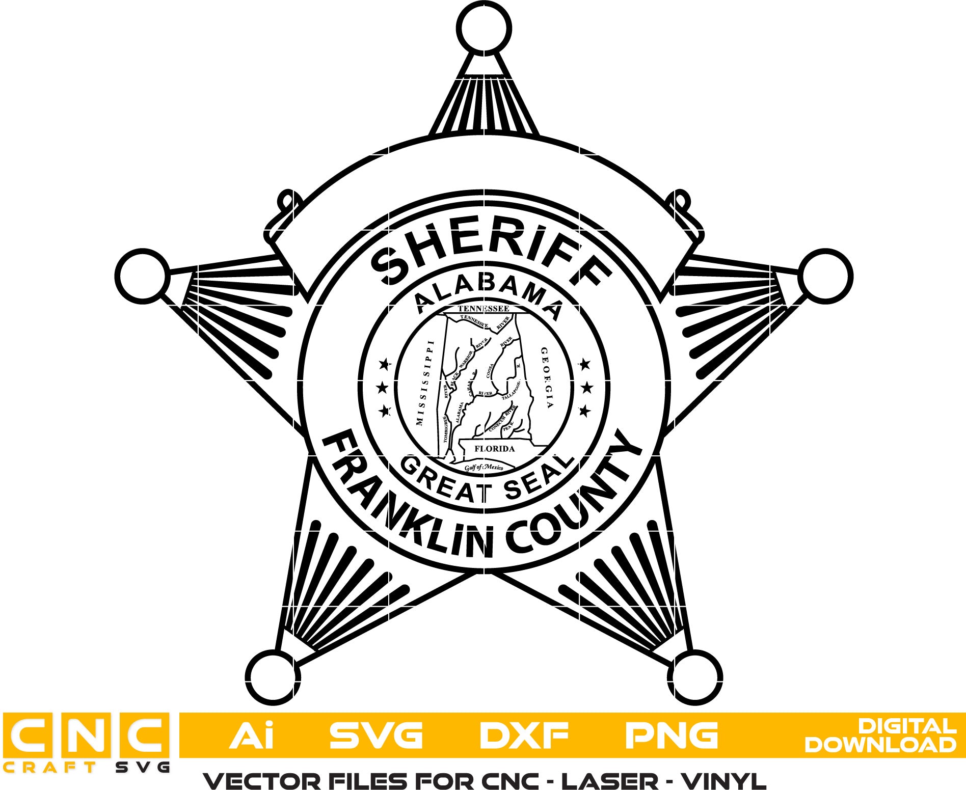 Franklin County Sheriff Badge Vector Art, Ai,SVG, DXF, PNG, Digital Files