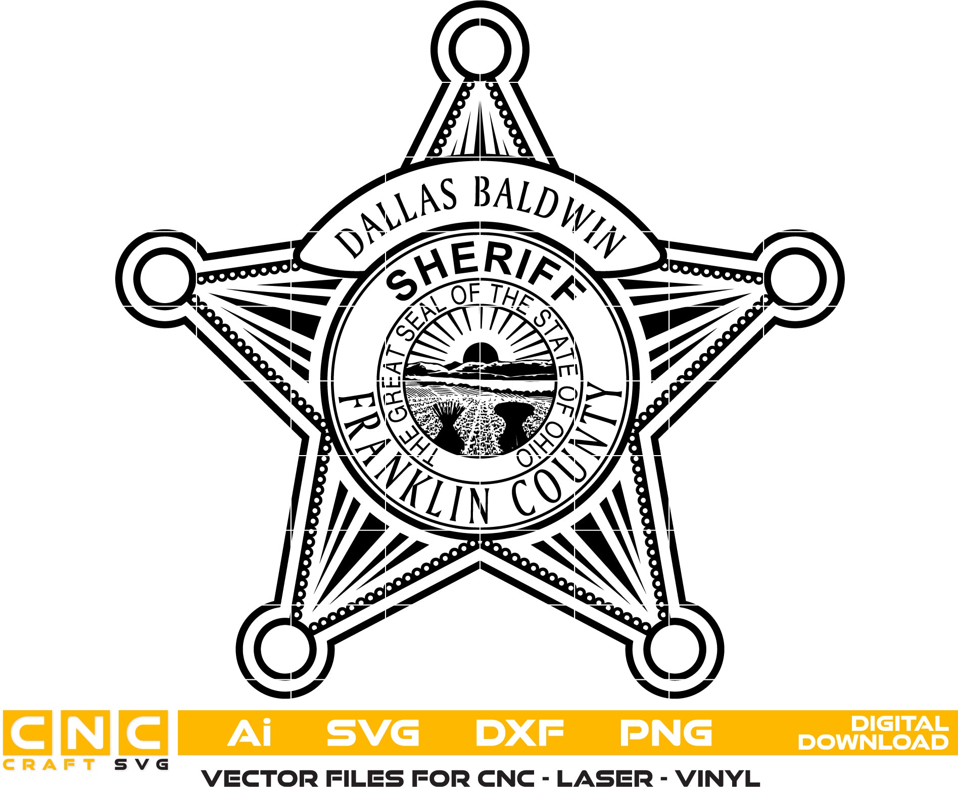 Franklin County Ohio Sheriff Badge Vector art Digital file