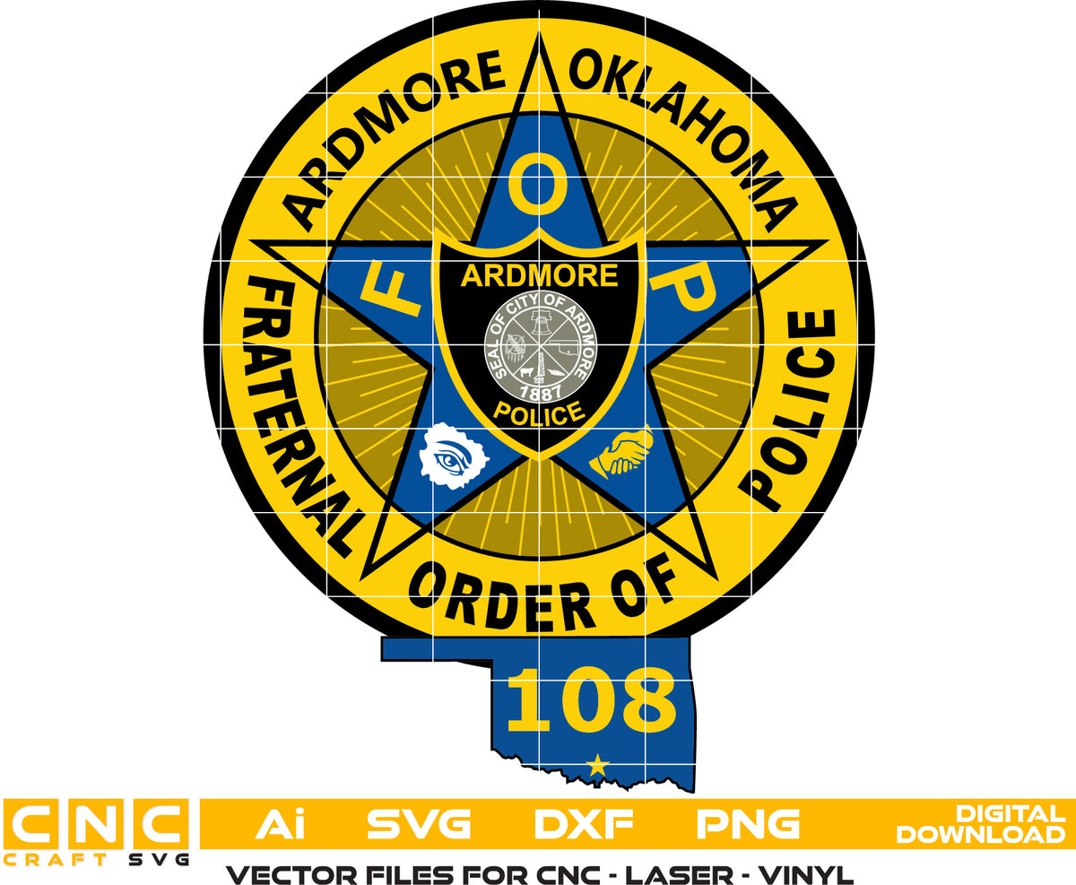 Fraternal Order of Police Badge - Ardmore Oklahoma Police Badge Vector