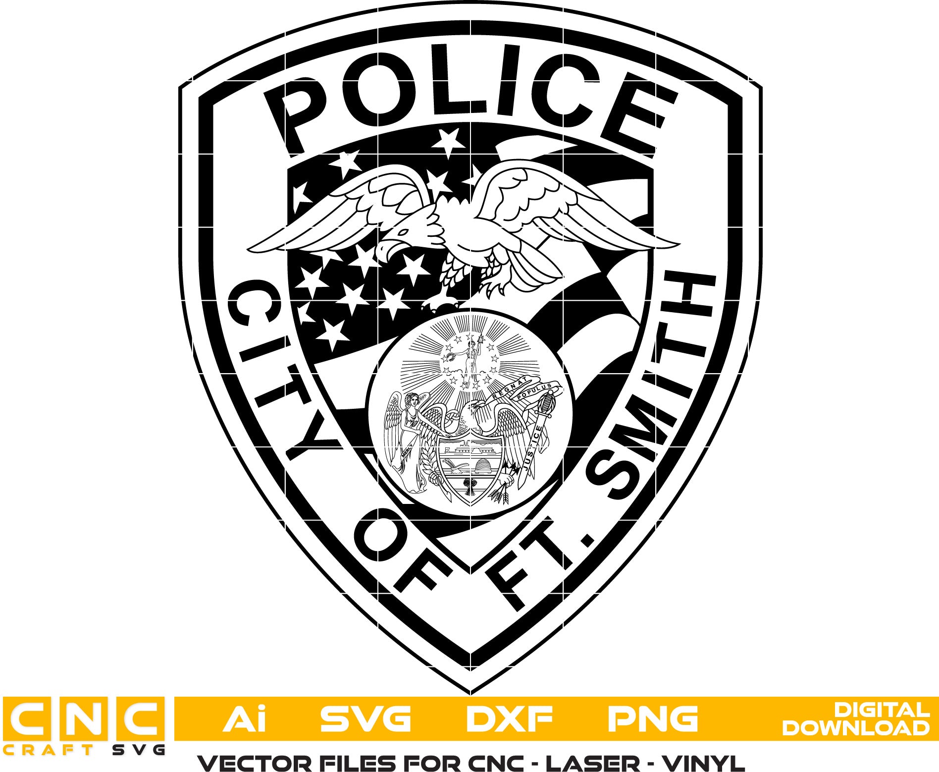 Ft. Smith Police Badge Vector art Svg, Dxf, Jpg, Png, and Ai files For laser engraving, woodworking, acrylic painting, and all printing machines.