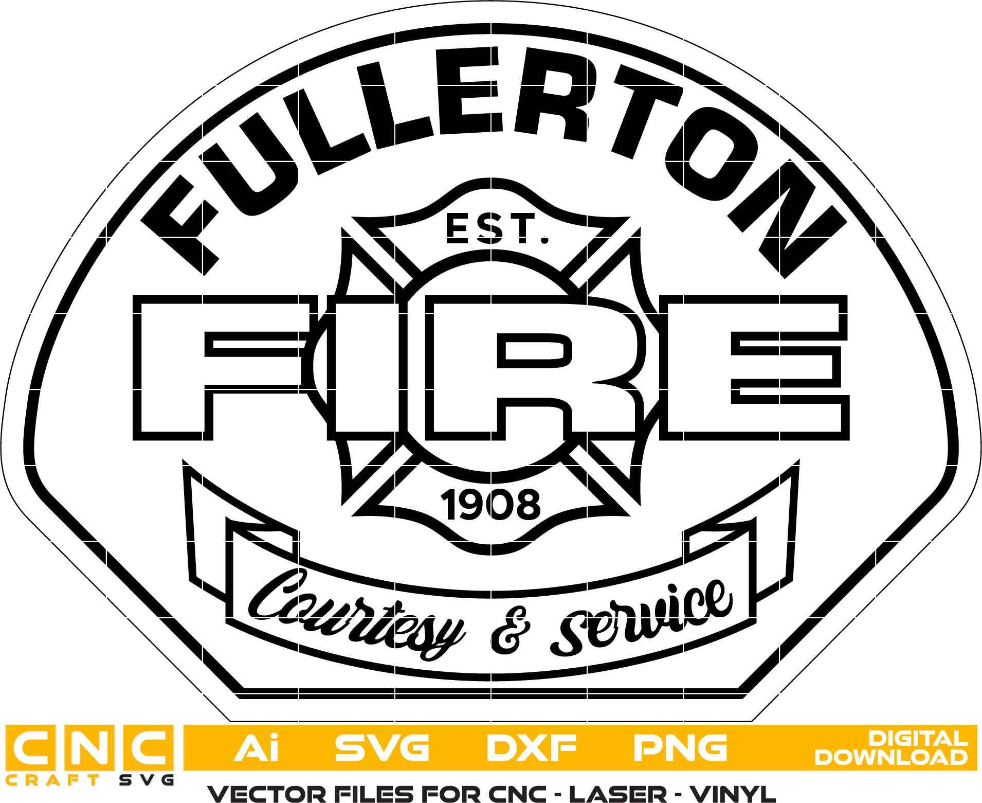 Fullerton Fire Dept Badge Vector art Digital file