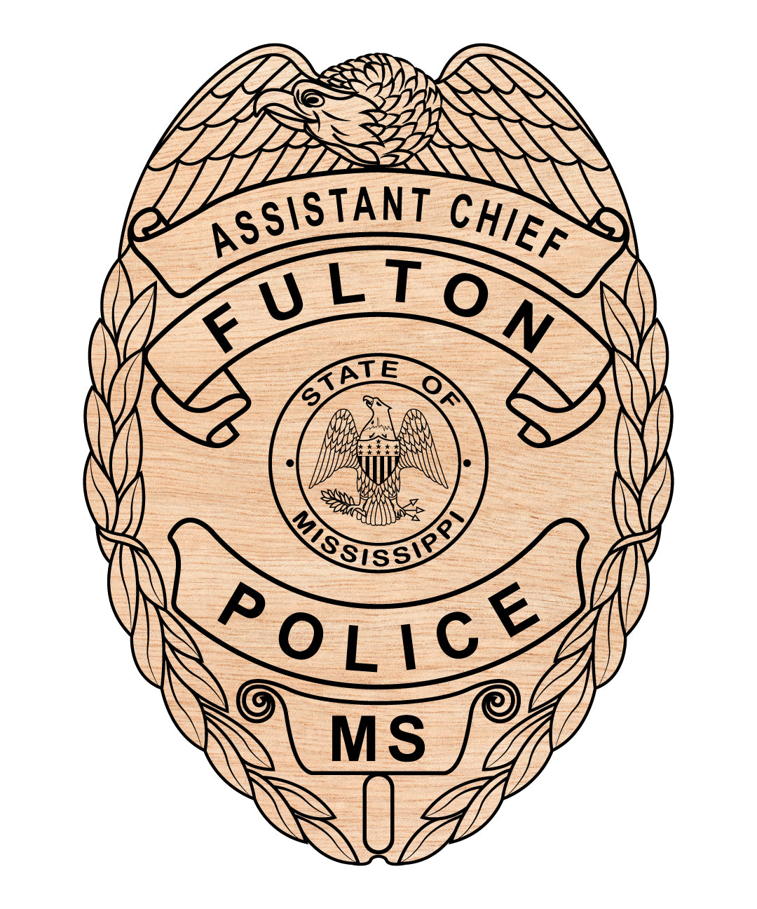 Fulton Police Assistant Chief Badge SVG, Mississippi Police Badge Vector, Fulton Police Department Badge, Law Enforcement Badge SVG, Police Assistant Chief Badge Vector