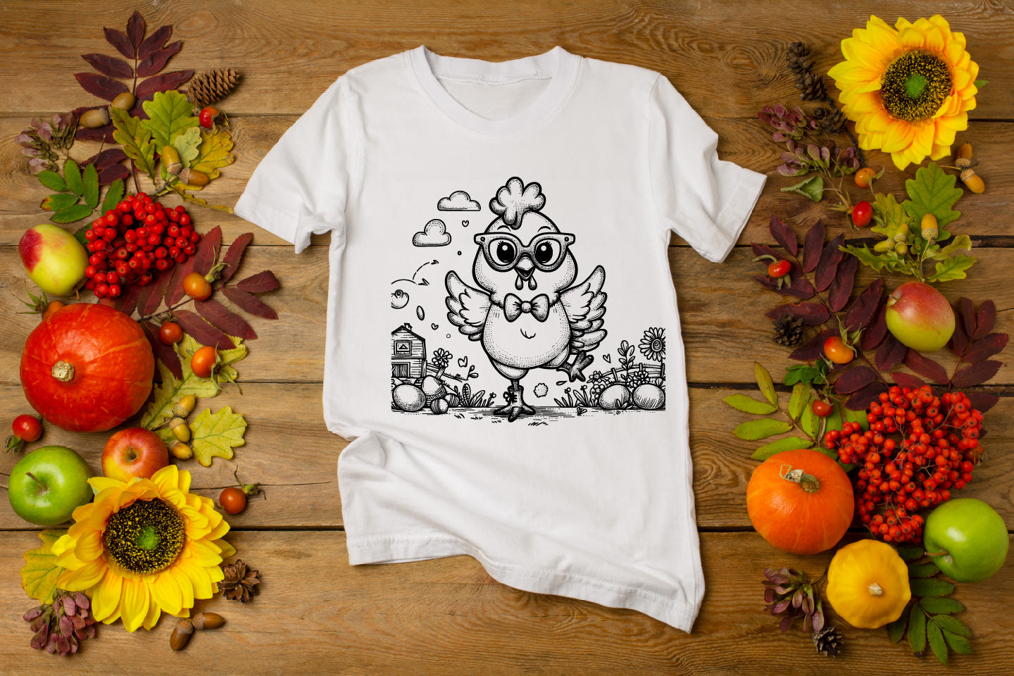 Funny Chicken Line Art Vector – Farm Animal Digital Design