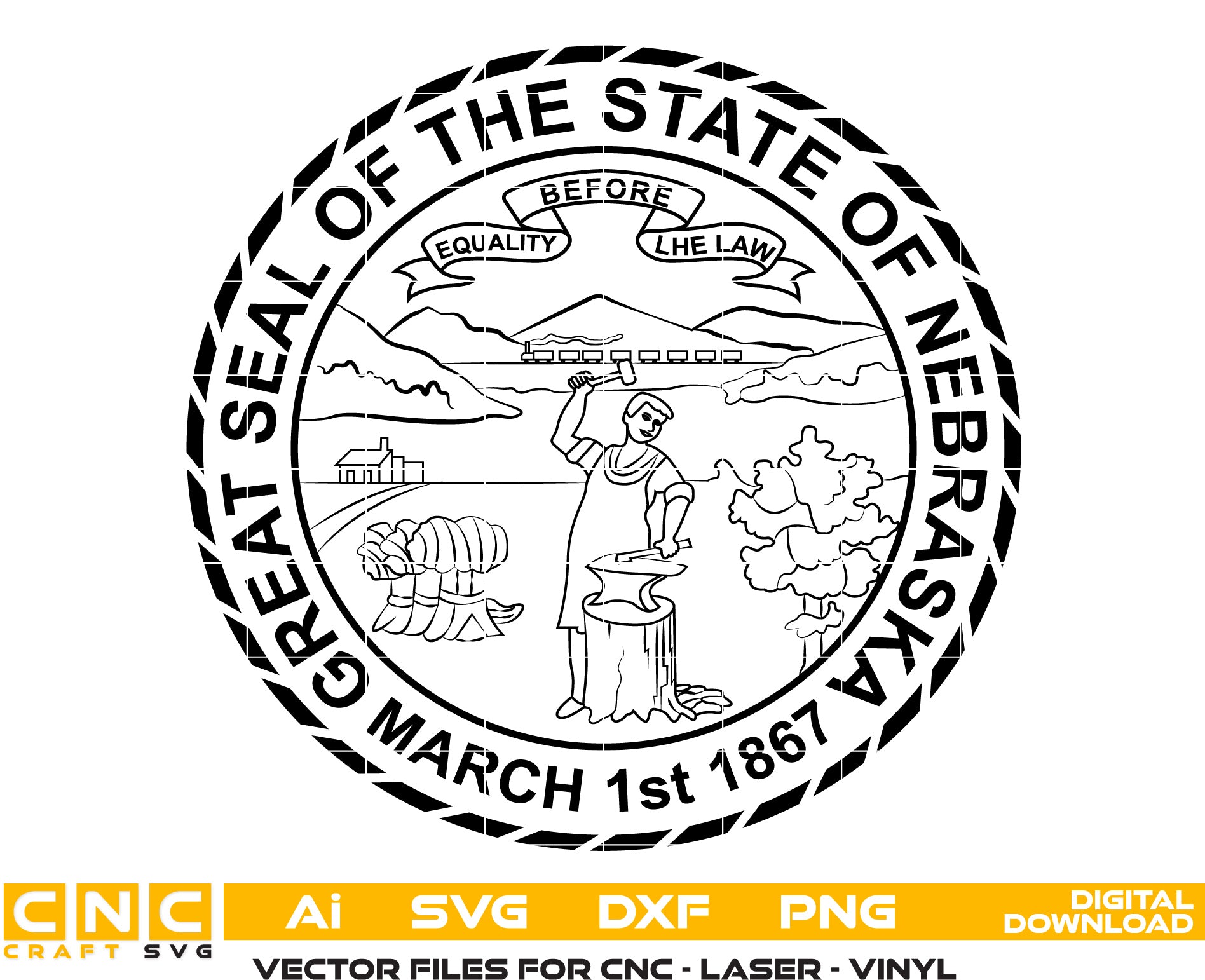 GREAT SEAL OF THE STATE OF NEBRASKA Vector Art, Ai,SVG, DXF, PNG, Digital Files