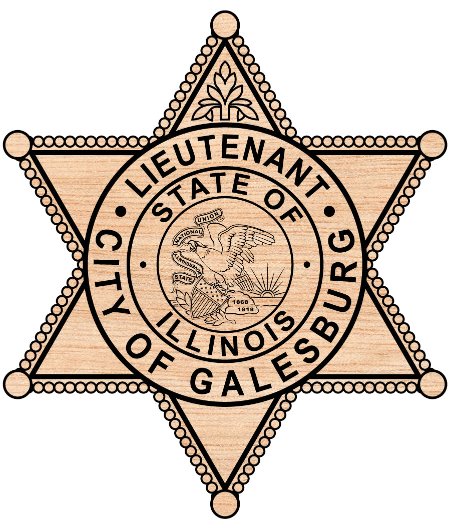 Galesburg Police Lieutenant Badge SVG, Galesburg Police Lieutenant Badge Vector, Police Lieutenant Badge Emblem, Law Enforcement Badge SVG, Lieutenant Badge Vector File