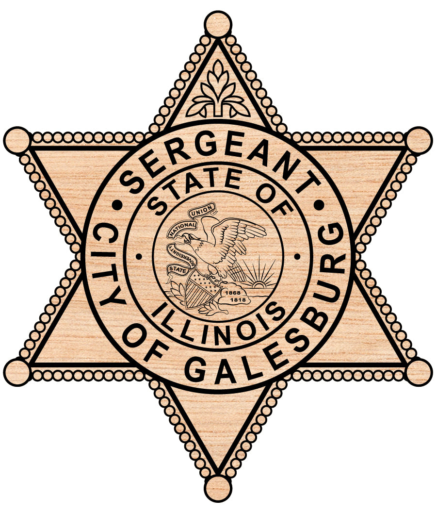Galesburg Police Sergeant Badge SVG, Galesburg Police Sergeant Badge Vector, Police Sergeant Badge Emblem, Law Enforcement Badge SVG, Sergeant Badge Vector File